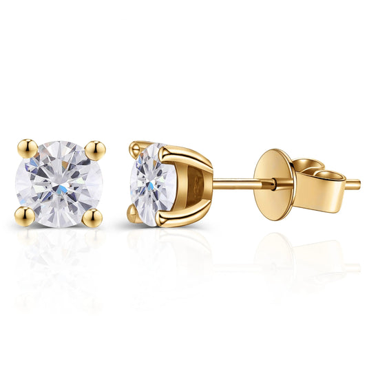 18k or 14k Yellow, White, Rose Gold Stud Moissanite Earrings | 14k gold stud earrings 1ctw