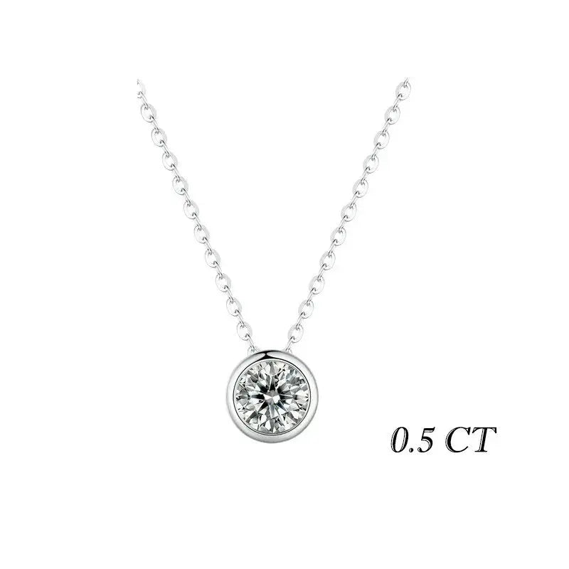 925 SILVER 1 or 5 STONE BEZEL SET MOISSANITE NECKLACE .5CT - 1.5CT