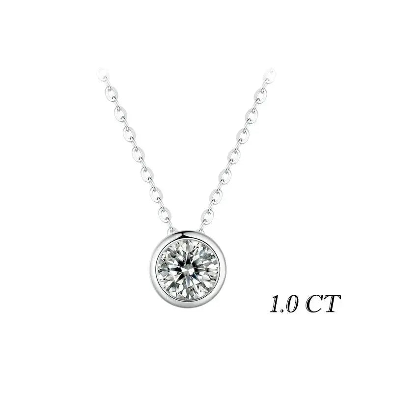 925 SILVER 1 or 5 STONE BEZEL SET MOISSANITE NECKLACE .5CT - 1.5CT