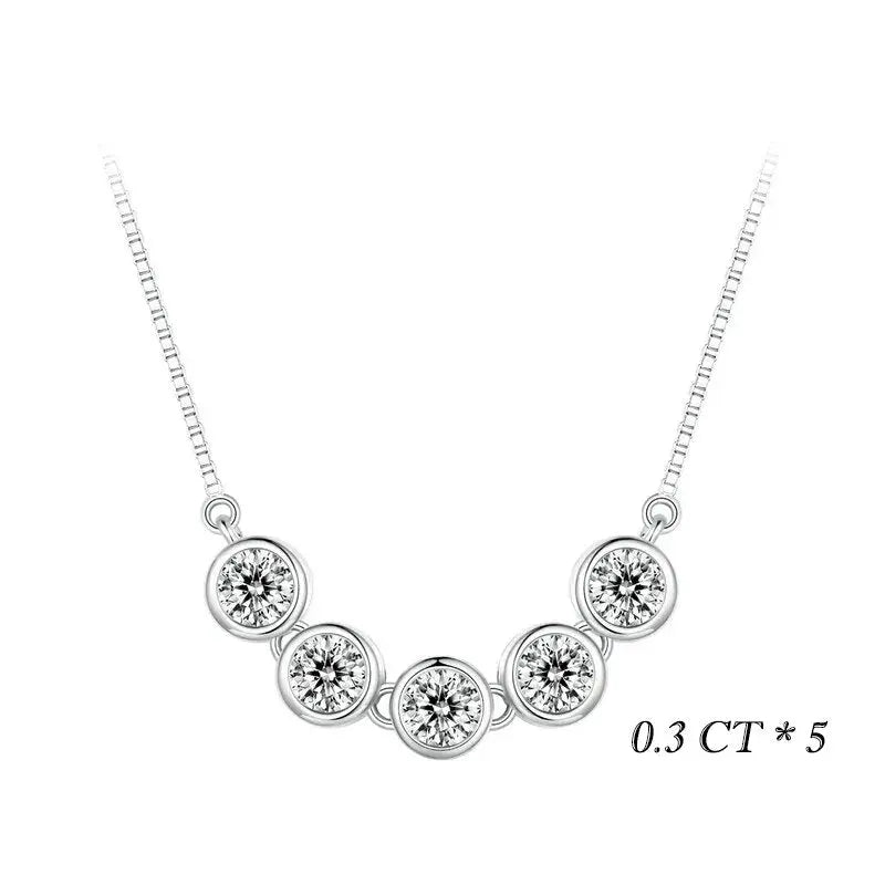 925 SILVER 1 or 5 STONE BEZEL SET MOISSANITE NECKLACE .5CT - 1.5CT