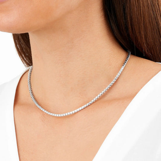 925 Silver Moissanite Tennis Necklace / Chain 16 inch - 24 inch, 3mm - 8mm stones