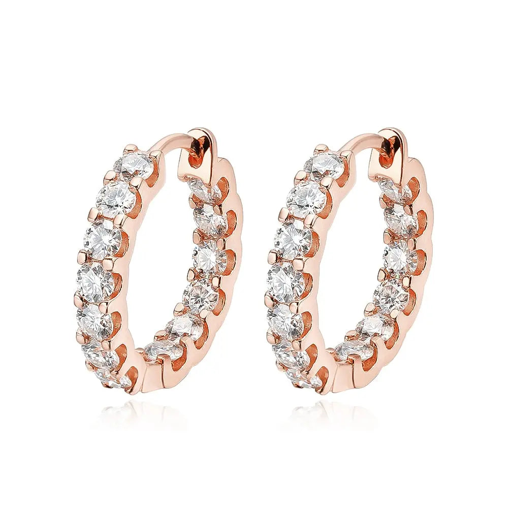 GOLD PLATED SILVER MOISSANITE HOOP EARRINGS 2.6CTW