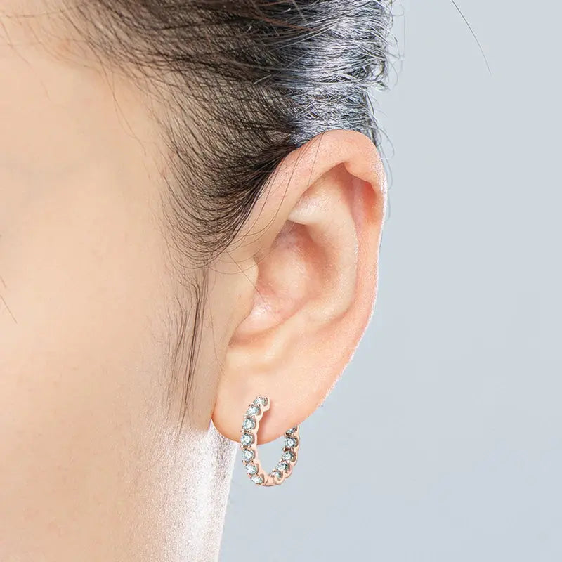 GOLD PLATED SILVER MOISSANITE HOOP EARRINGS 2.6CTW