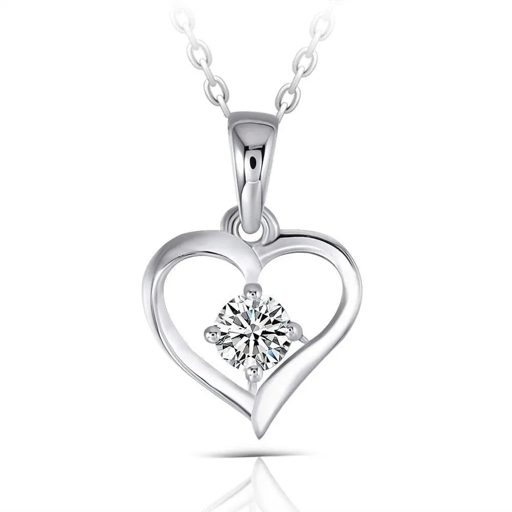 Moissanite Best Heart Necklace Platinum Plated Silver 0.3ct