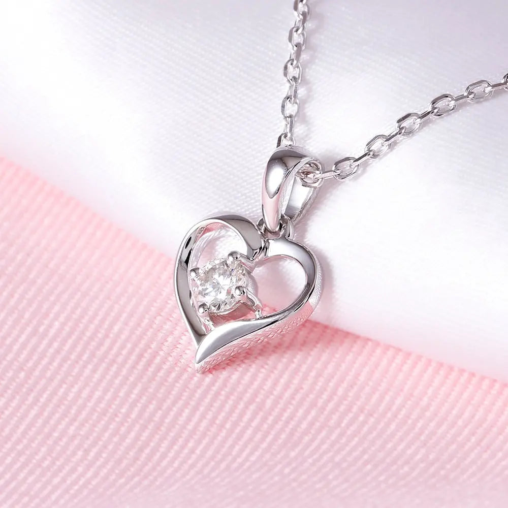 Moissanite Best Heart Necklace Platinum Plated Silver 0.3ct