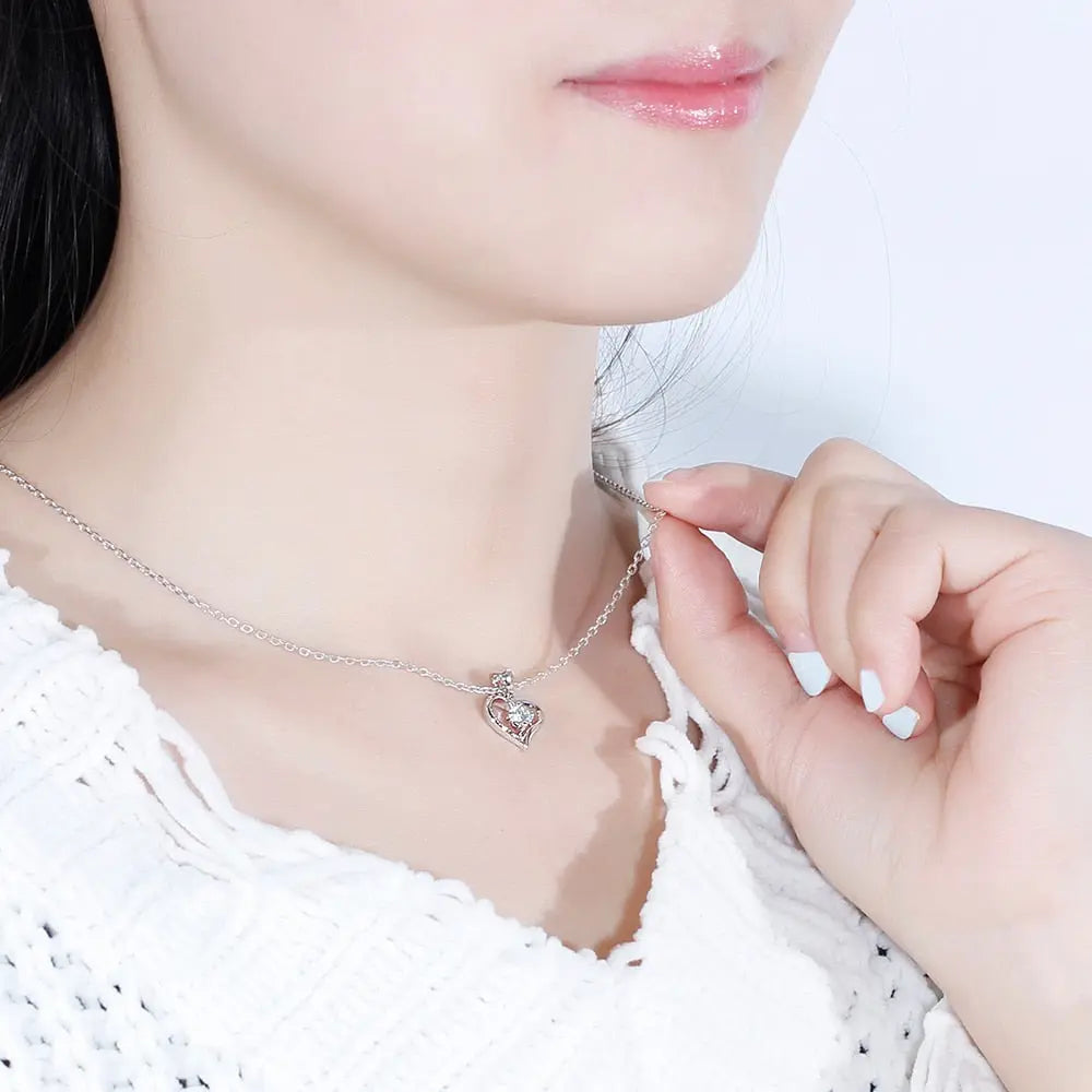 Moissanite Best Heart Necklace Platinum Plated Silver 0.3ct
