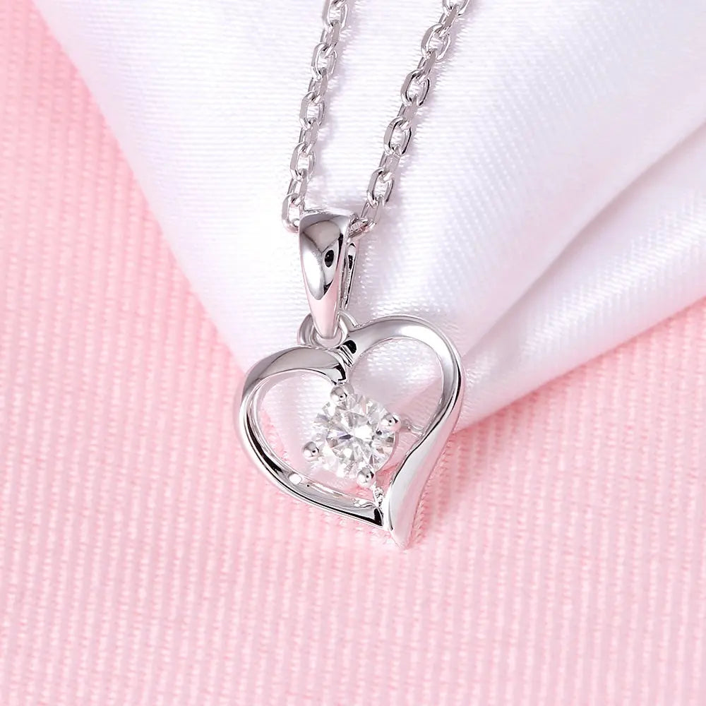Moissanite Best Heart Necklace Platinum Plated Silver 0.3ct
