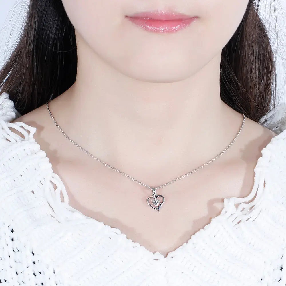 Moissanite Best Heart Necklace Platinum Plated Silver 0.3ct