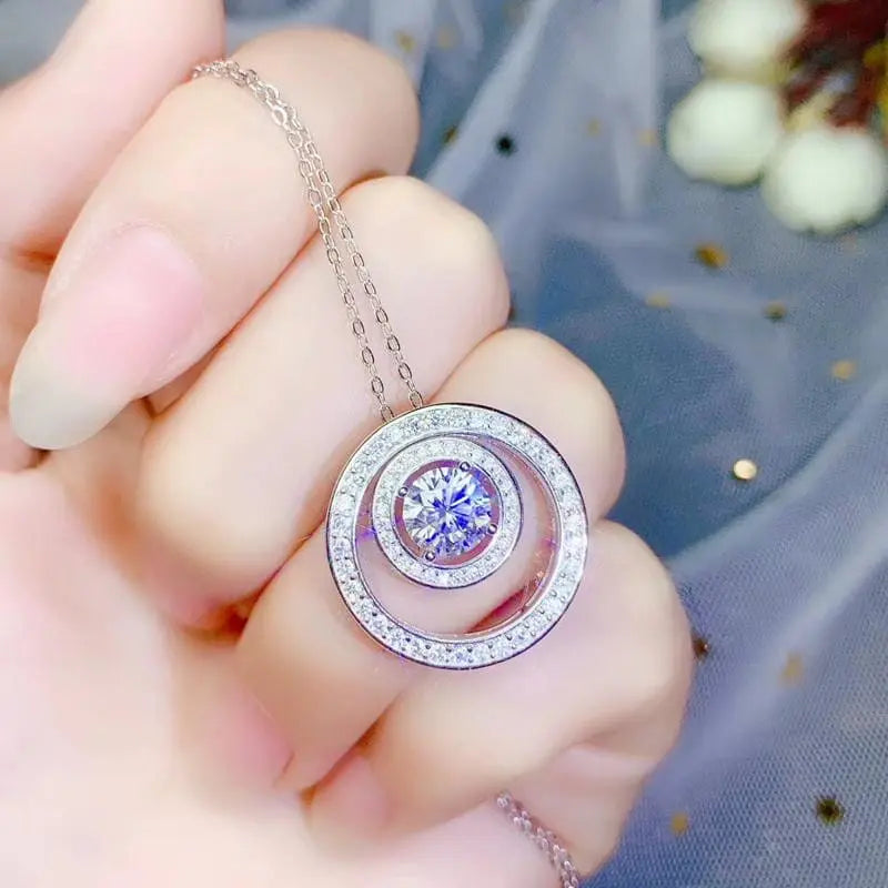 Moissanite Awesome Necklace Platinum Plated Silver 1ct Center Stone