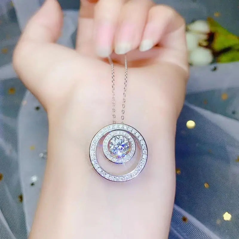 Moissanite Awesome Necklace Platinum Plated Silver 1ct Center Stone