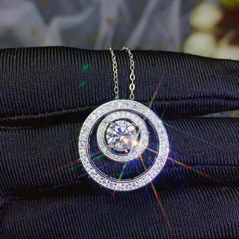 Moissanite Awesome Necklace Platinum Plated Silver 1ct Center Stone