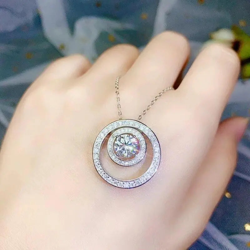 Moissanite Awesome Necklace Platinum Plated Silver 1ct Center Stone