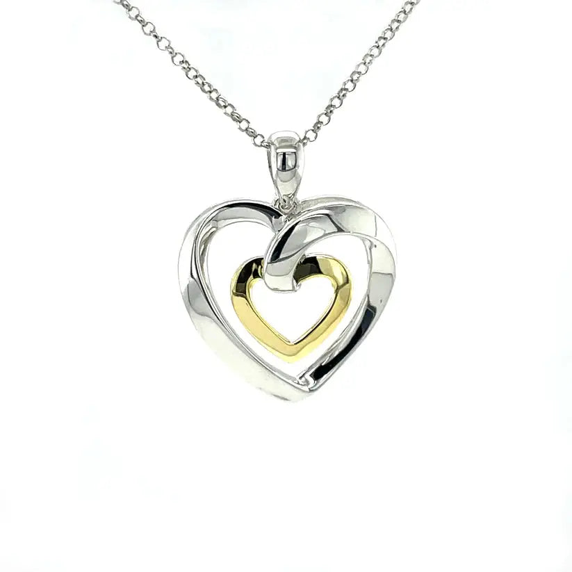 GOLD PLATED SILVER LOVE HEART PENDANT W/NO STONES AND POETRY CARD