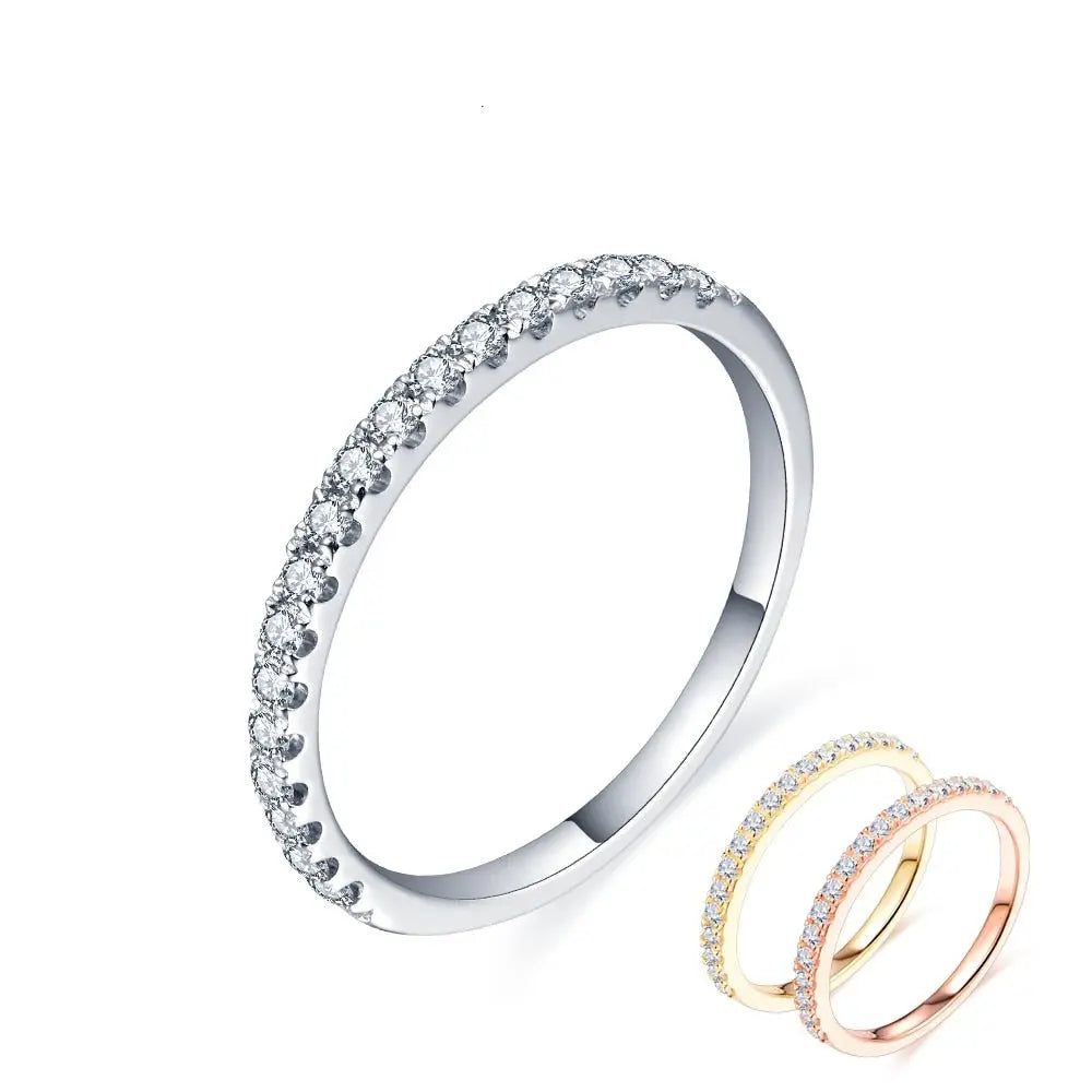 PLATED SILVER MOISSANITE ANNIVERSARY / WEDDING BAND 0.27ctw