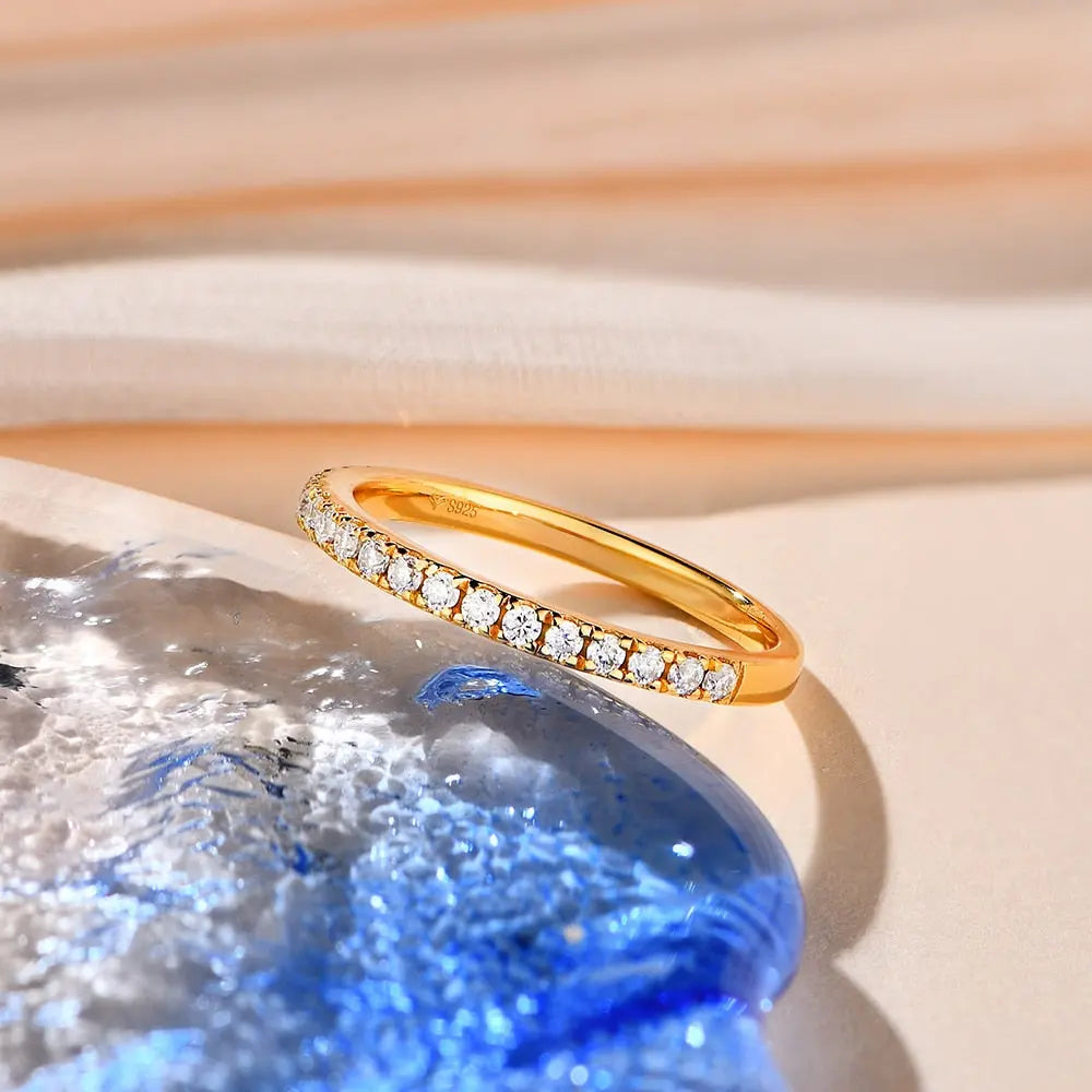 PLATED SILVER MOISSANITE ANNIVERSARY / WEDDING BAND 0.27ctw