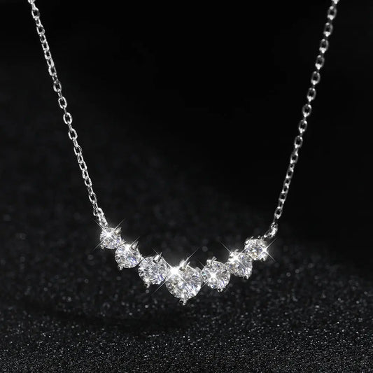 18k White Gold Plated Silver Moissanite Necklace 2.8 or 5.0ctw