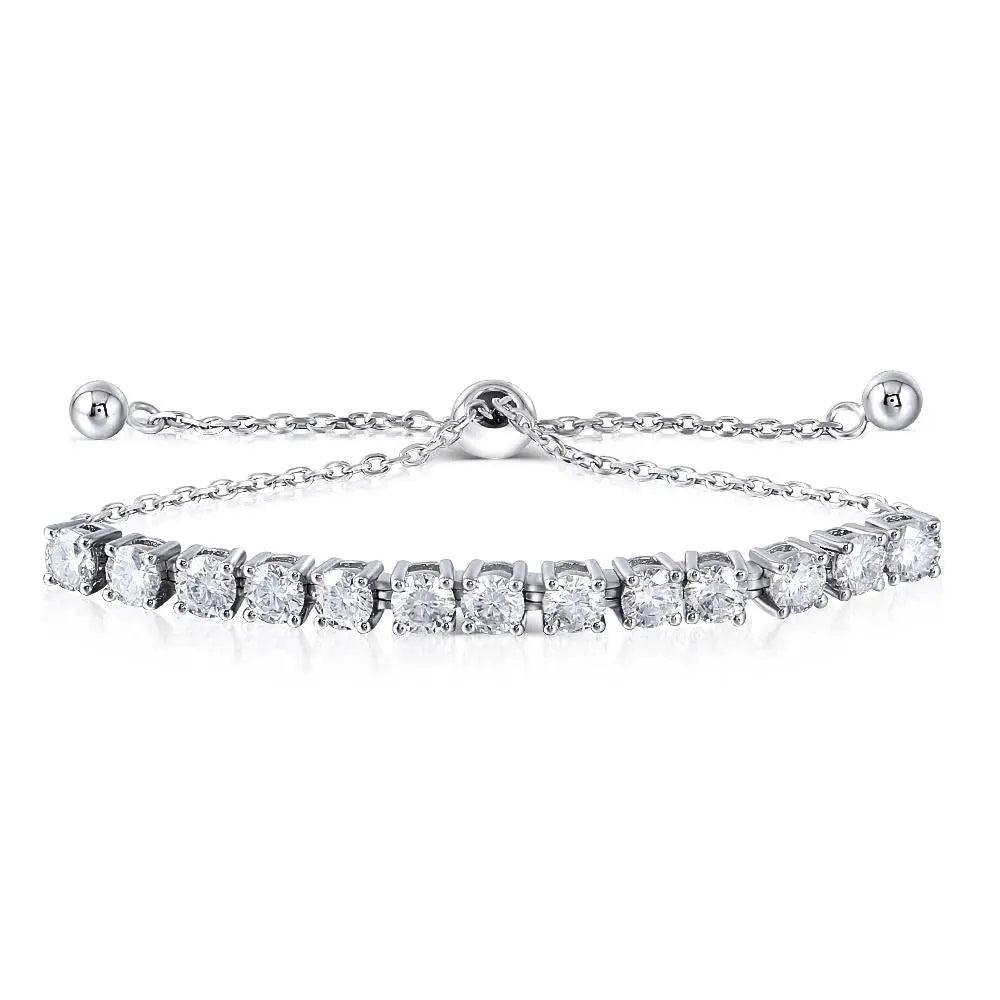 Platinum Plated Silver Moissanite Bracelet 3.5ctw / Bracelet for Women Sale