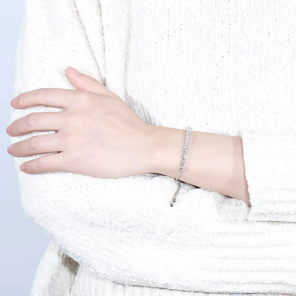 Platinum Plated Silver Moissanite Bracelet 3.5ctw / Bracelet for Women Sale
