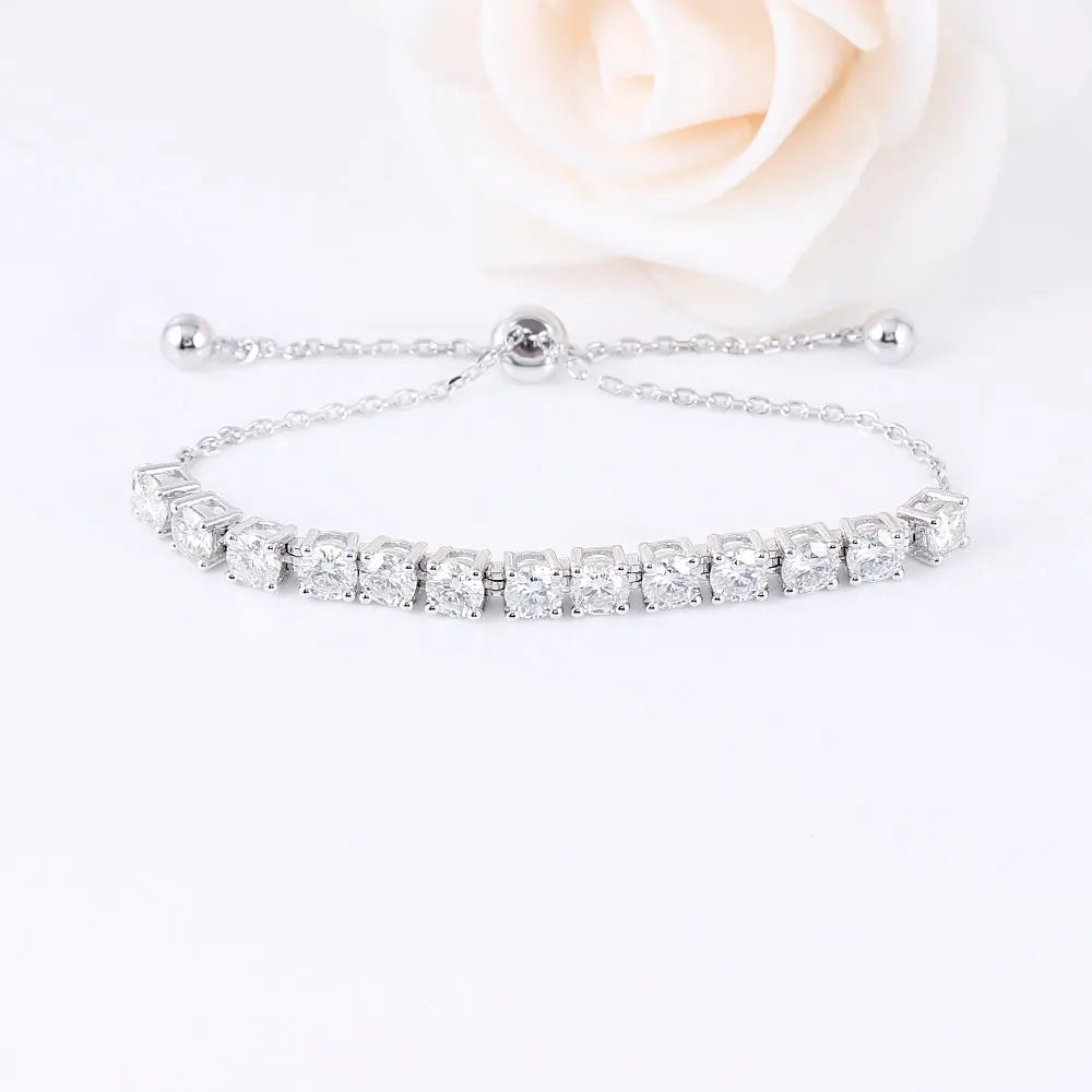 Platinum Plated Silver Moissanite Bracelet 3.5ctw / Bracelet for Women Sale