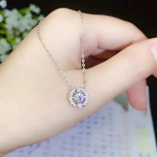 Platinum Plated Silver Moissanite Cute Necklace for Her 0.3ct Center Stone