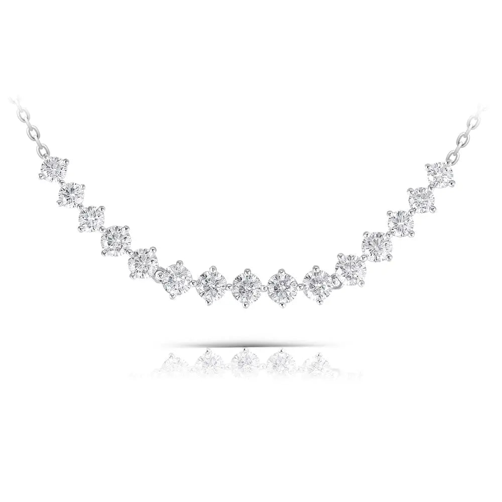 Platinum Plated Silver Necklace Moissanite 3ct Total