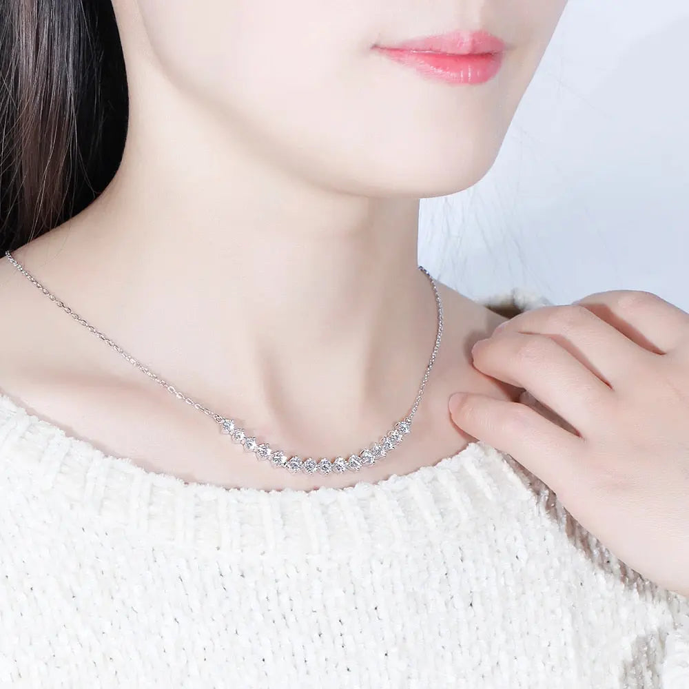 Platinum Plated Silver Necklace Moissanite 3ct Total