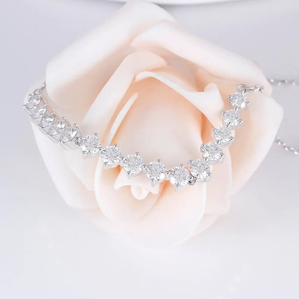Platinum Plated Silver Necklace Moissanite 3ct Total