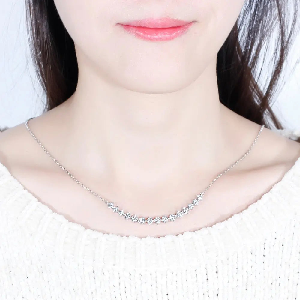 Platinum Plated Silver Necklace Moissanite 3ct Total