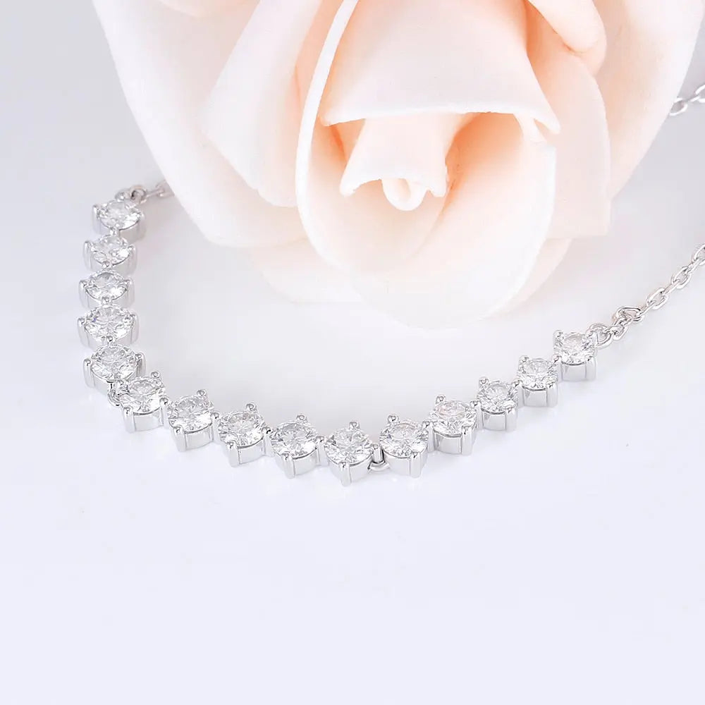 Platinum Plated Silver Necklace Moissanite 3ct Total