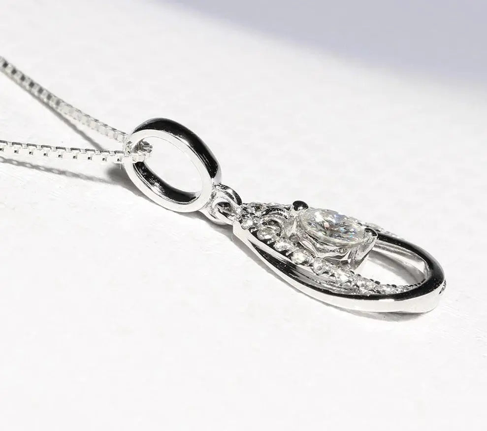 Silver Moissanite Necklace 0.5ct Center Stone