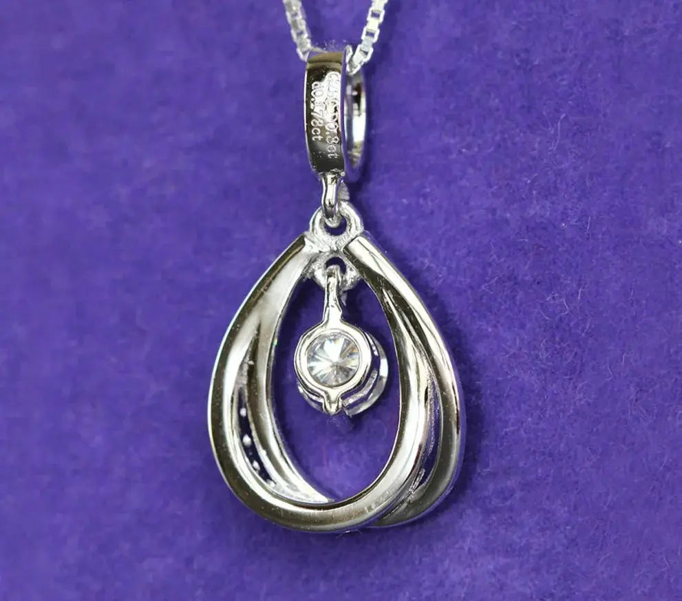Silver Moissanite Necklace 0.5ct Center Stone