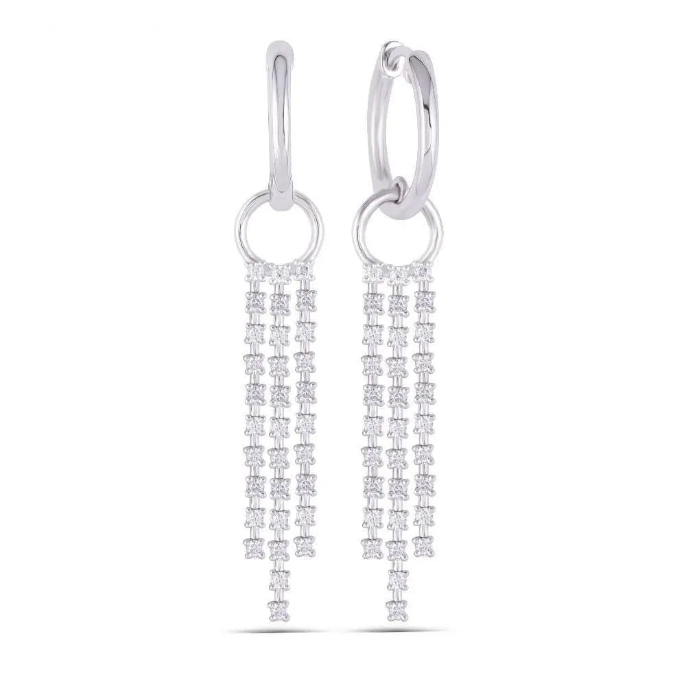 Silver or 14k White Gold Drop / Dangle Moissanite Earrings / Elegant Statement Earrings 1ctw