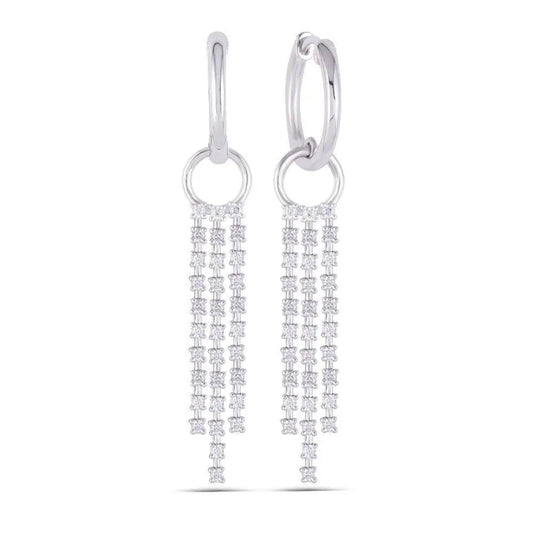 Silver or 14k White Gold Drop / Dangle Moissanite Earrings / Elegant Statement Earrings 1ctw
