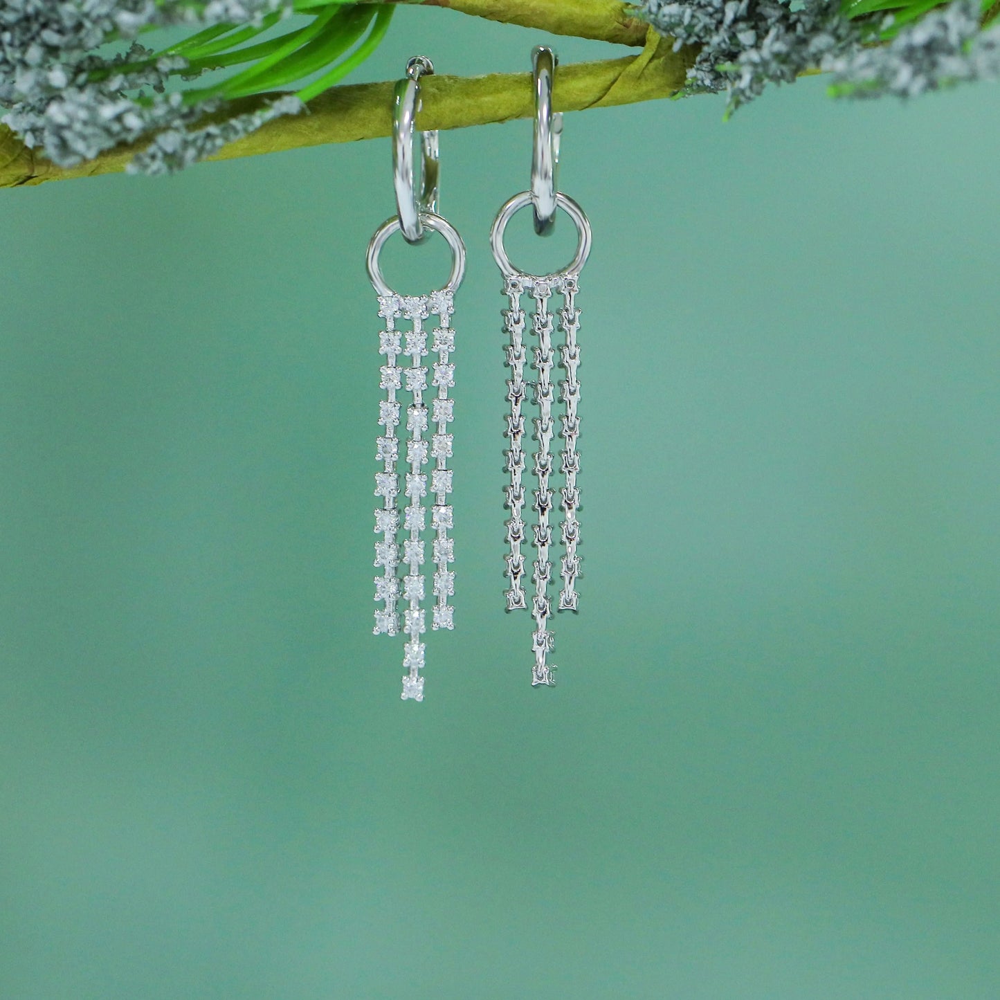 Silver or 14k White Gold Drop / Dangle Moissanite Earrings / Elegant Statement Earrings 1ctw