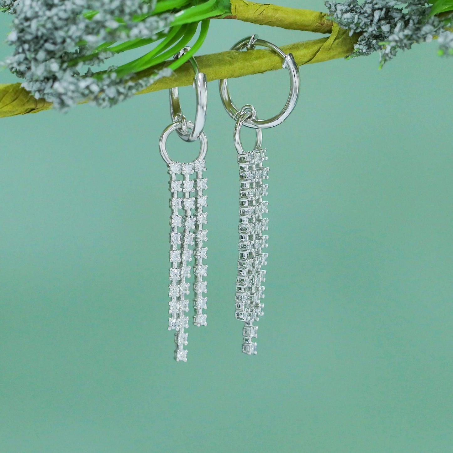 Silver or 14k White Gold Drop / Dangle Moissanite Earrings / Elegant Statement Earrings 1ctw