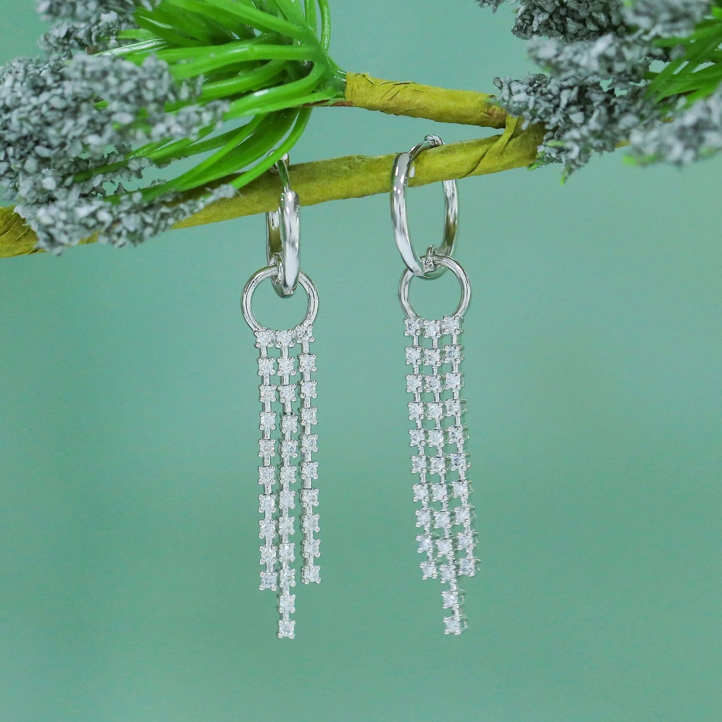Silver or 14k White Gold Drop / Dangle Moissanite Earrings / Elegant Statement Earrings 1ctw