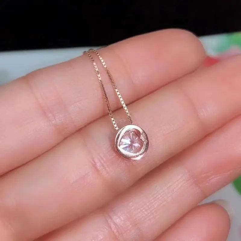 White / Rose Gold Plated Silver Moissanite Necklace Bezel 1.2ct Hidden Bail