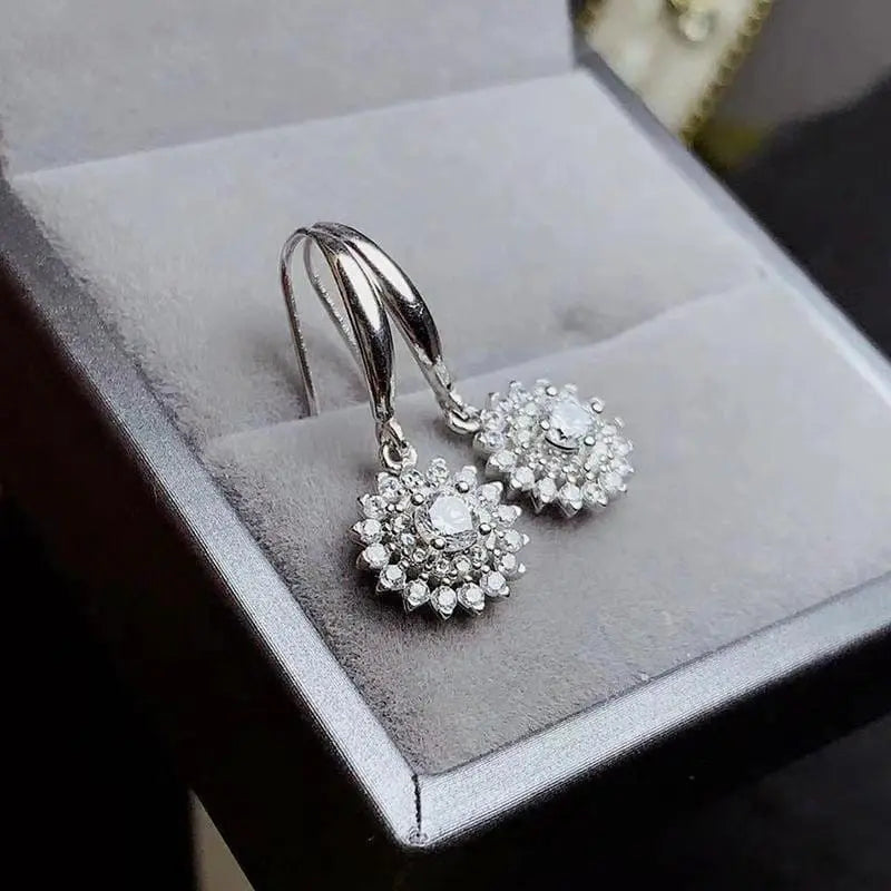 White Gold Plated Stud Moissanite Double Halo Earrings 1.5ctw