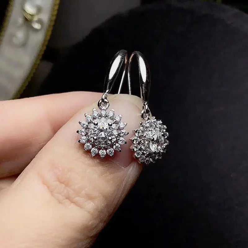 White Gold Plated Stud Moissanite Double Halo Earrings 1.5ctw