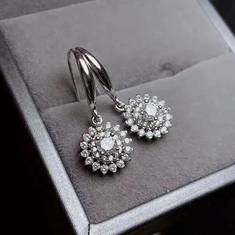 White Gold Plated Stud Moissanite Double Halo Earrings 1.5ctw