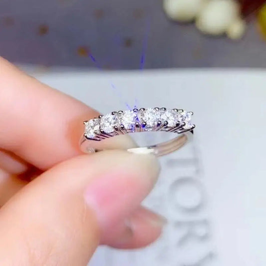 White Gold Plated Silver 6 Stone Moissanite Beautiful Anniversary Ring 0.67ct Total