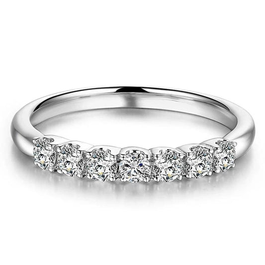 White Gold Plated Silver 7 Stone Moissanite Anniversary Ring 0.25ct