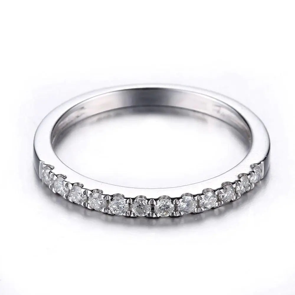 White Gold Plated Silver Moissanite Anniversary Rings or Band 0.22ct