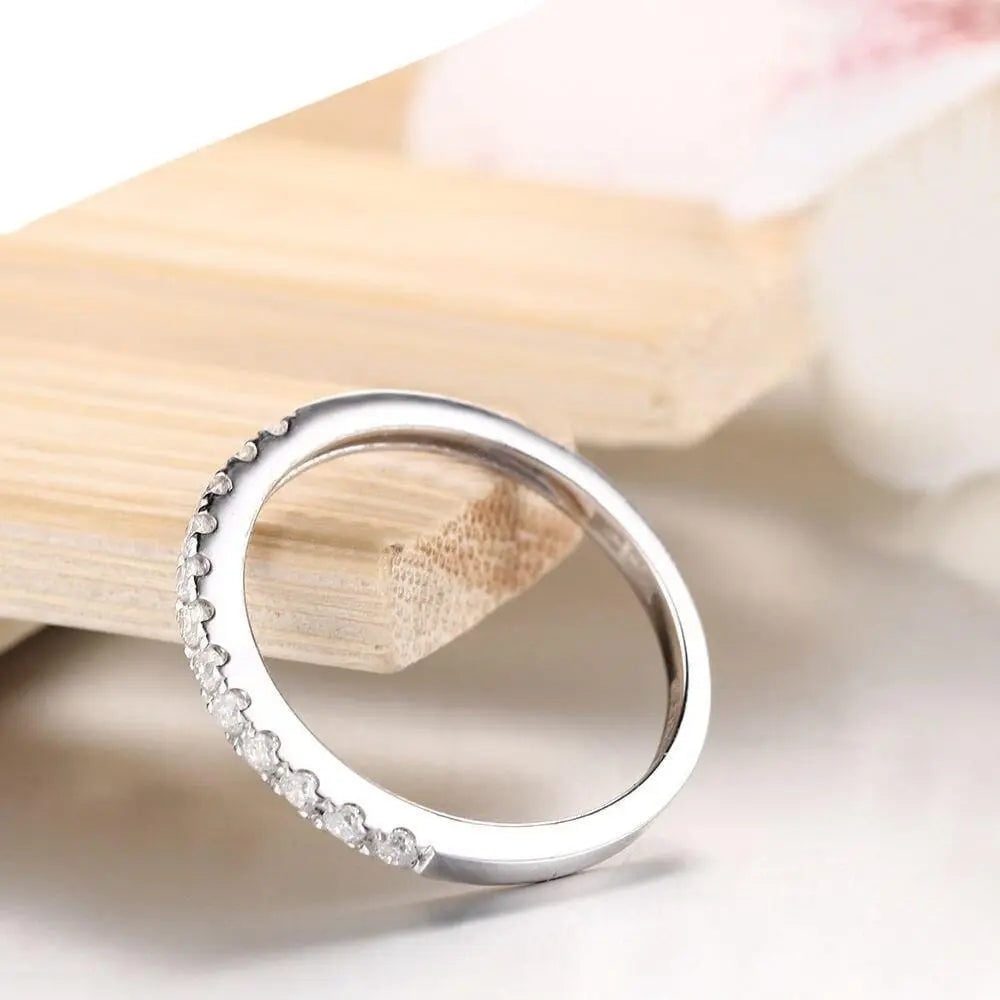 White Gold Plated Silver Moissanite Anniversary Rings or Band 0.22ct