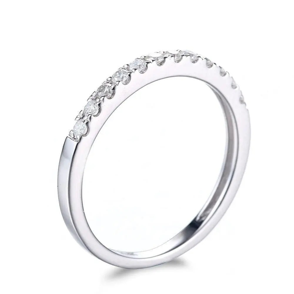 White Gold Plated Silver Moissanite Anniversary Rings or Band 0.22ct