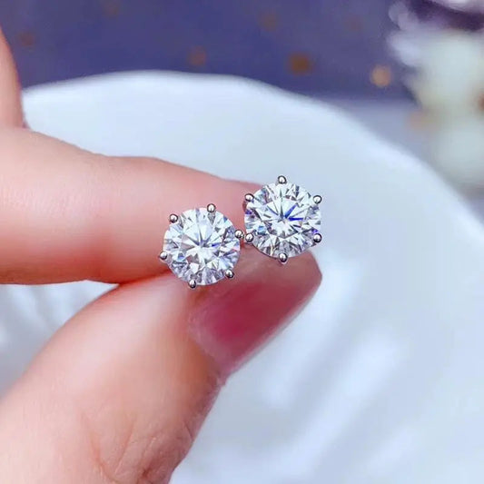 White Gold Plated Silver Stud Moissanite Gorgeous Earrings 2ctw