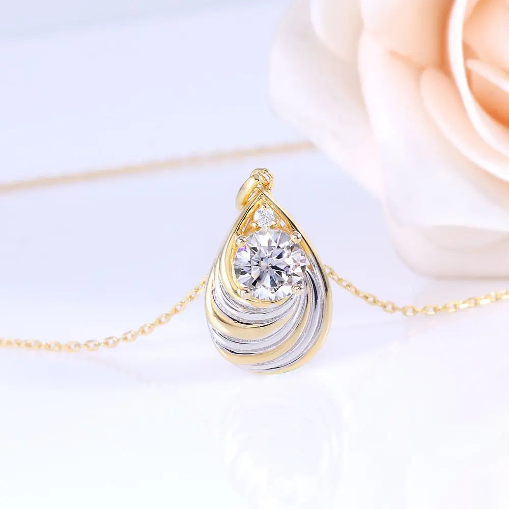 Yellow & Silver Platinum Plated Silver Moissanite Necklace 1.035ct Total / Yellow Necklace