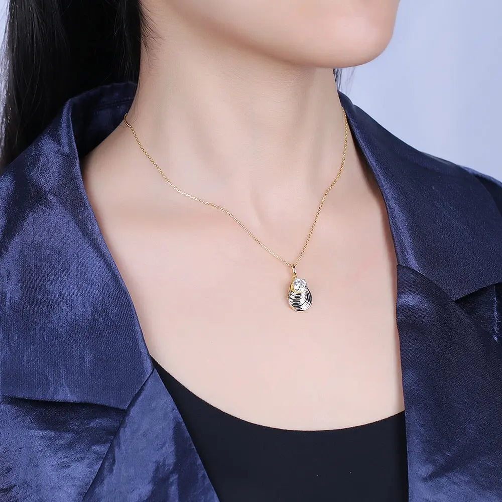 Yellow & Silver Platinum Plated Silver Moissanite Necklace 1.035ct Total / Yellow Necklace