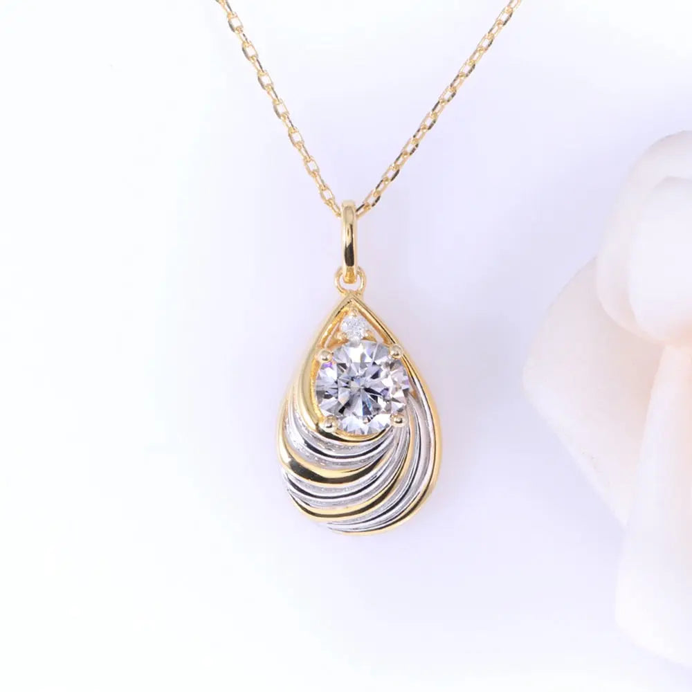 Yellow & Silver Platinum Plated Silver Moissanite Necklace 1.035ct Total / Yellow Necklace