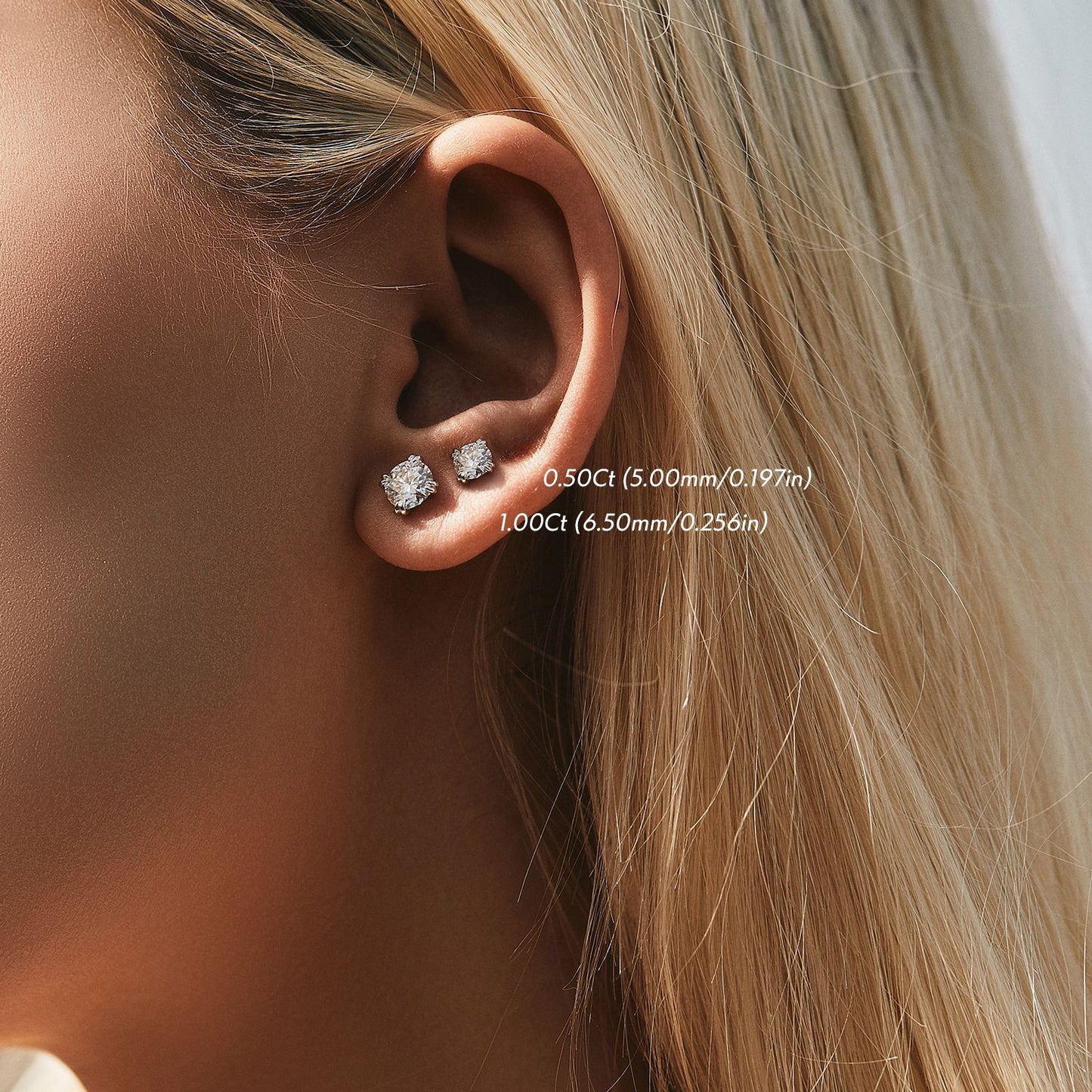 1 carat moissanite S925 sterling silver light luxury style beautiful versatile shining diamond earrings